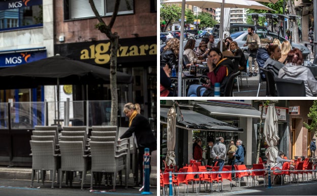 Las terrazas y veladores situados en la calzada tendrán que recuperar mañana su aspecto prepandémico. 