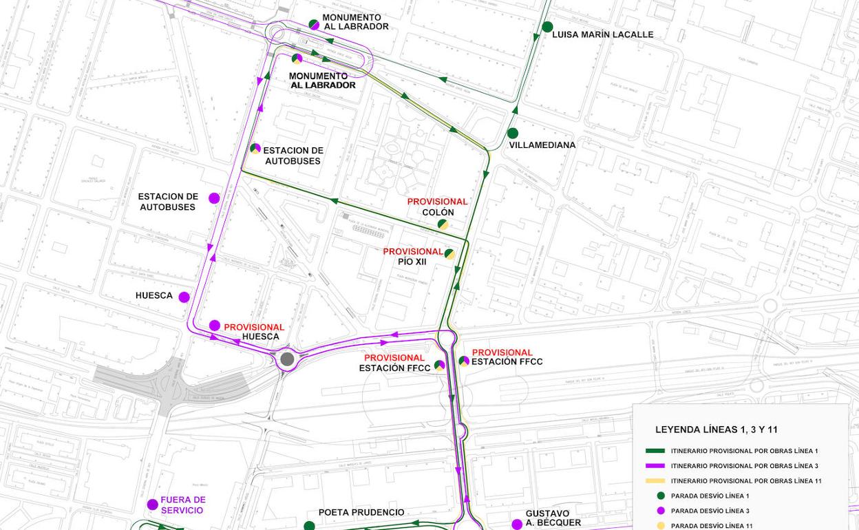 Gráfico: los desvíos de tráfico y peatones por las obras de Vara de Rey