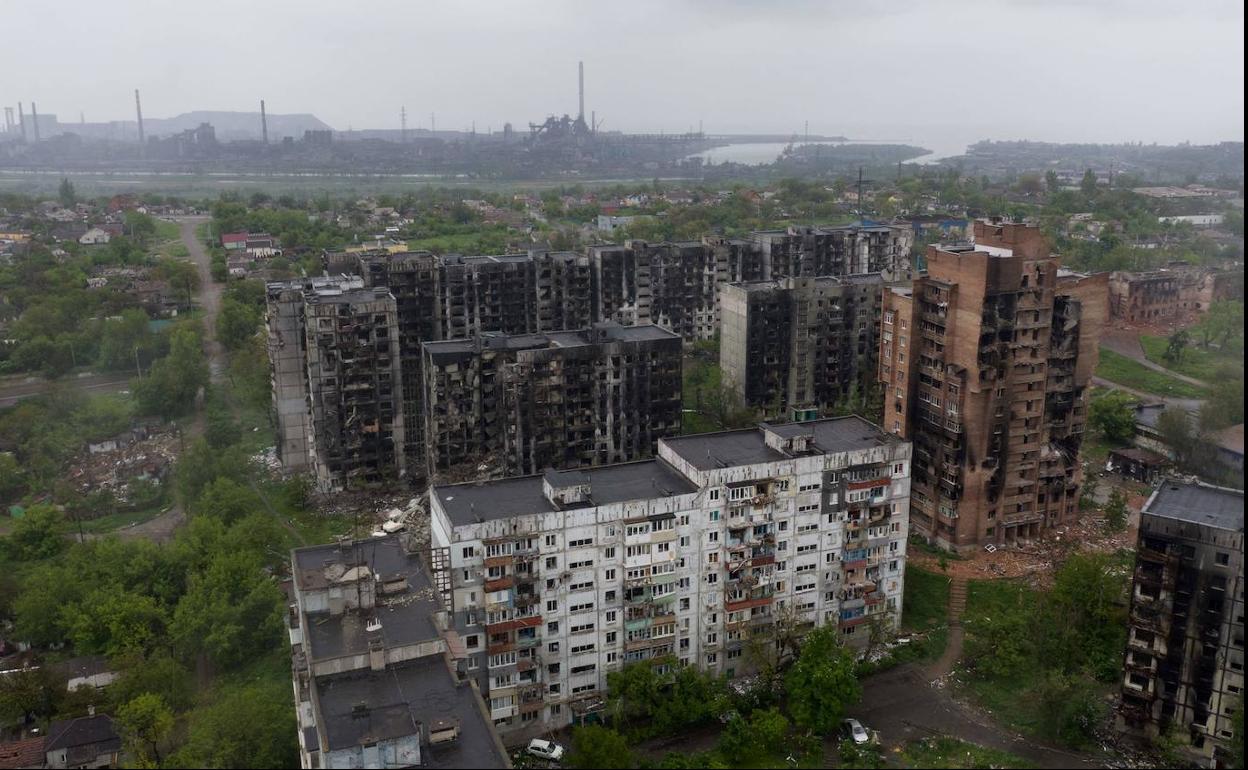 Estado en el que ha quedado la ciudad de Mariúpol tras los bombardeos rusos. 