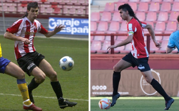 A la izquierda, durante un partido ante el Ciudad de Alfaro en Regional Preferente. A la derecha, imagen del encuentro ante el Celta B, el último con la SDL. 