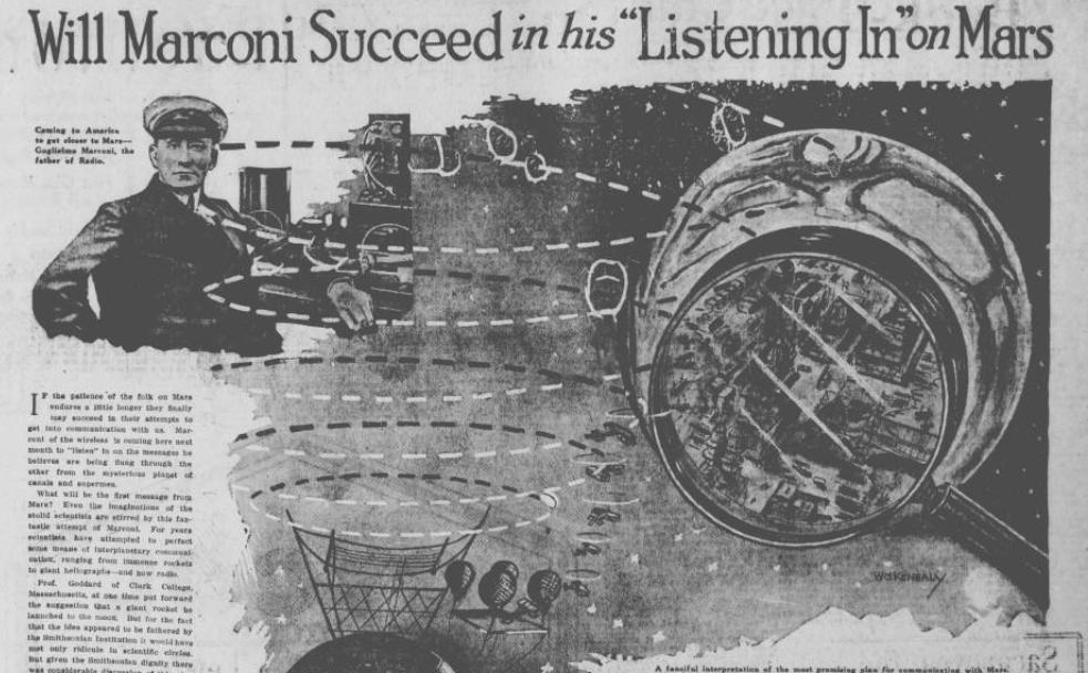 «¿Tendrá Marconi éxito en su escucha de Marte?», se preguntaba la prensa estadounidense en 1922