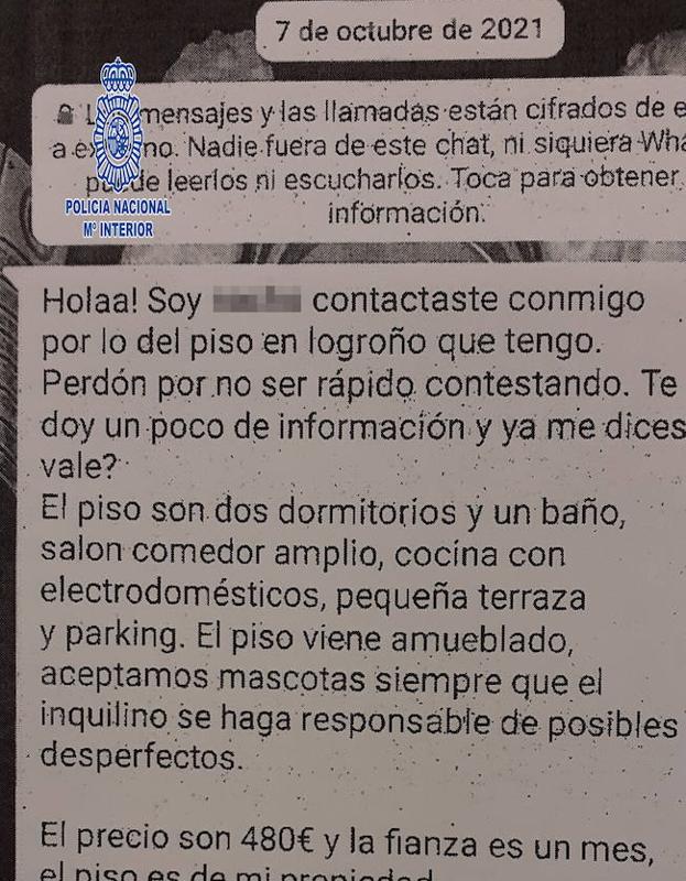 Mensaje del presunto autor a una de sus víctimas.