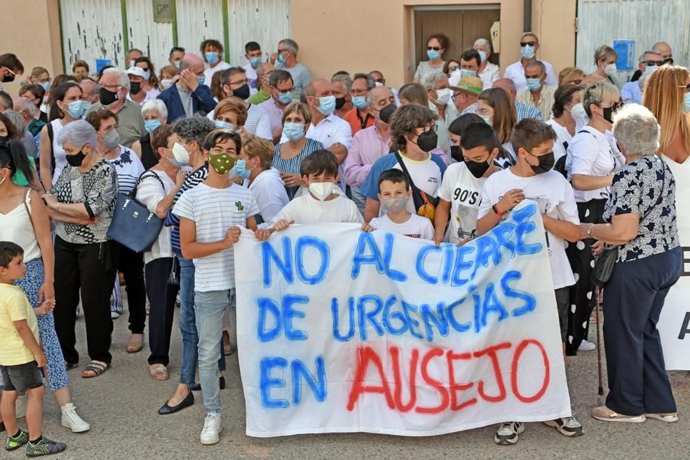 Manifestación, el año pasado,contra el cierre de las urgenciasen Ausejo. 