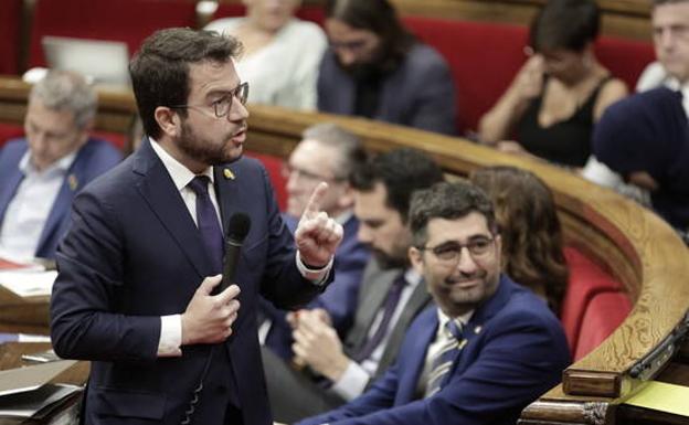 Sesion de control al presidente Pere Aragonés en el Parlament.