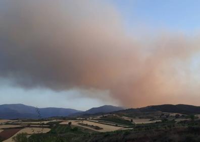 Imagen secundaria 1 - Imágenes del incendio entre Badarán y Villaverde visto desde la carretera que une Cárdenas y Badarán. 