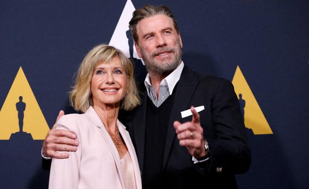 Olivia Newton-John y John Travolta, en el 40 aniversario de 'Grease', en 2018.