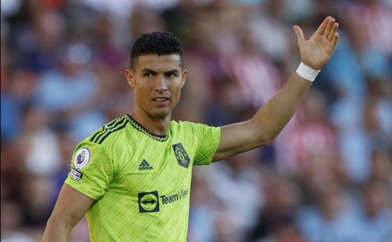 Cristiano Ronaldo, durante el partido entre el Manchester United y el Brentford. 