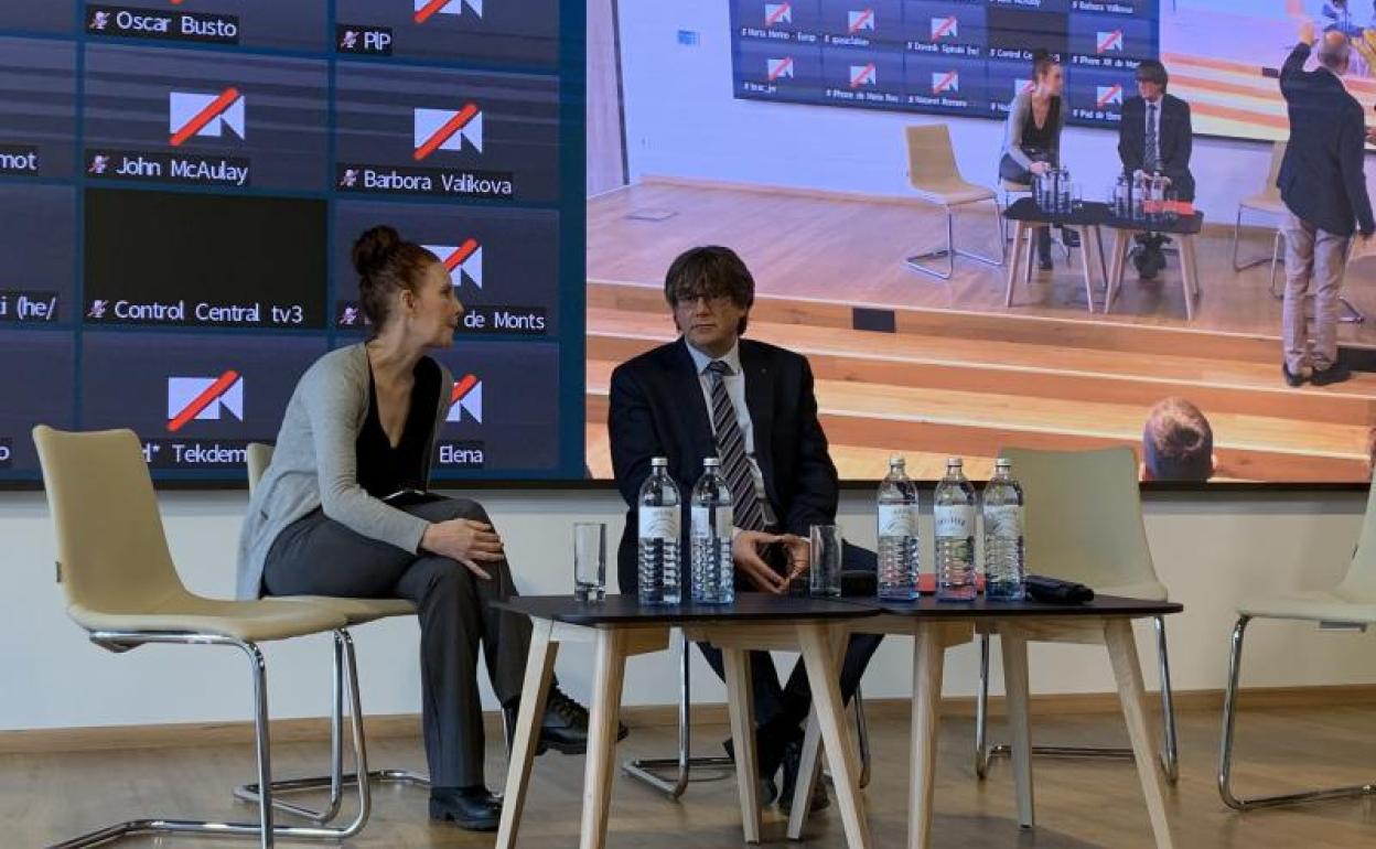 El expresidente de la Generalitat Carles Puigdemont, durante una conferencia en Viena. 