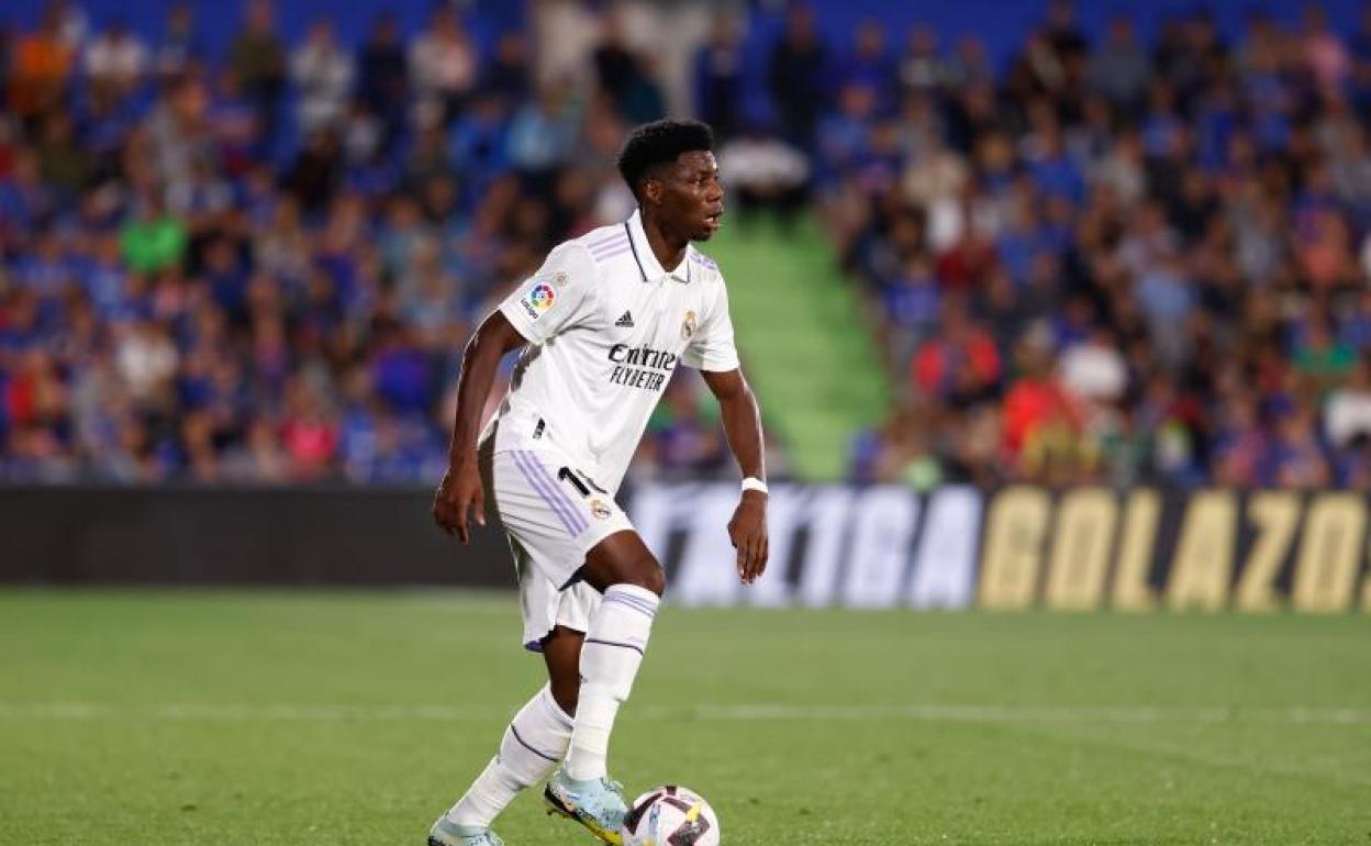 Aurélien Tchouaméni, durante un partido del Real Madrid. 