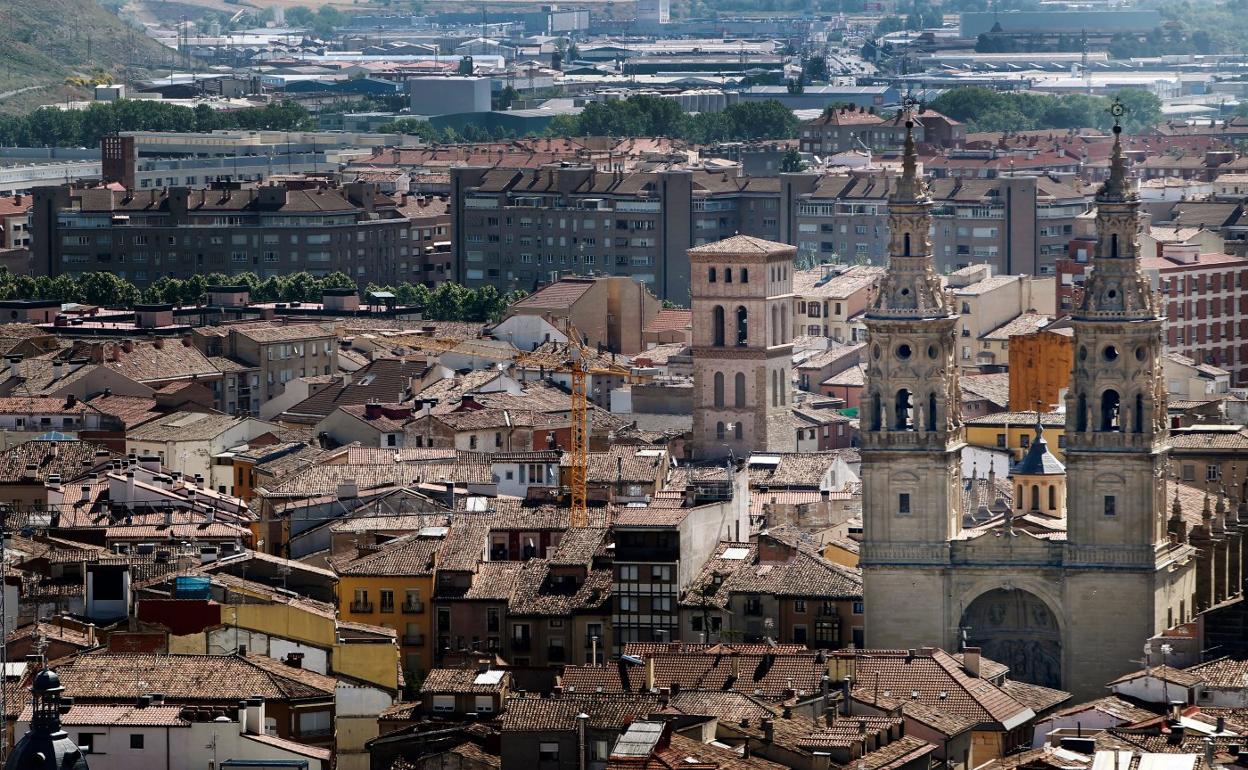 Vista aérea del centro de Logroño. 