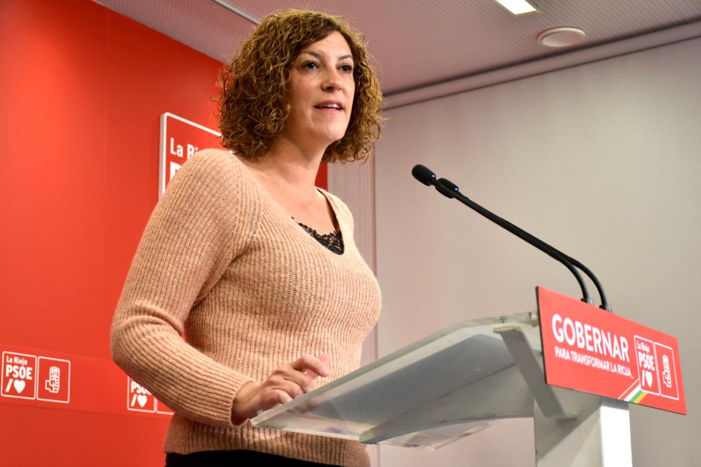 María Marrodán, durante una comparecencia en la sede del PSOE. 