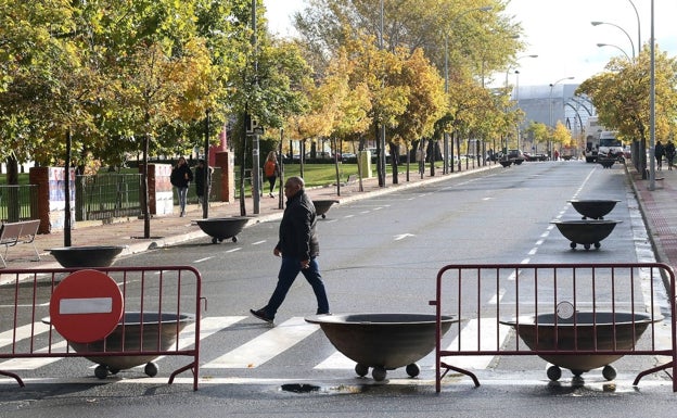 Tramo de Cigüeña en el campus actualmente peatonalizado y que se incluirá dentro del corredor. 