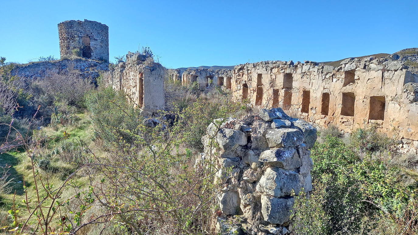 Imagen del recinto amurallado con una de las torres al fondo. 