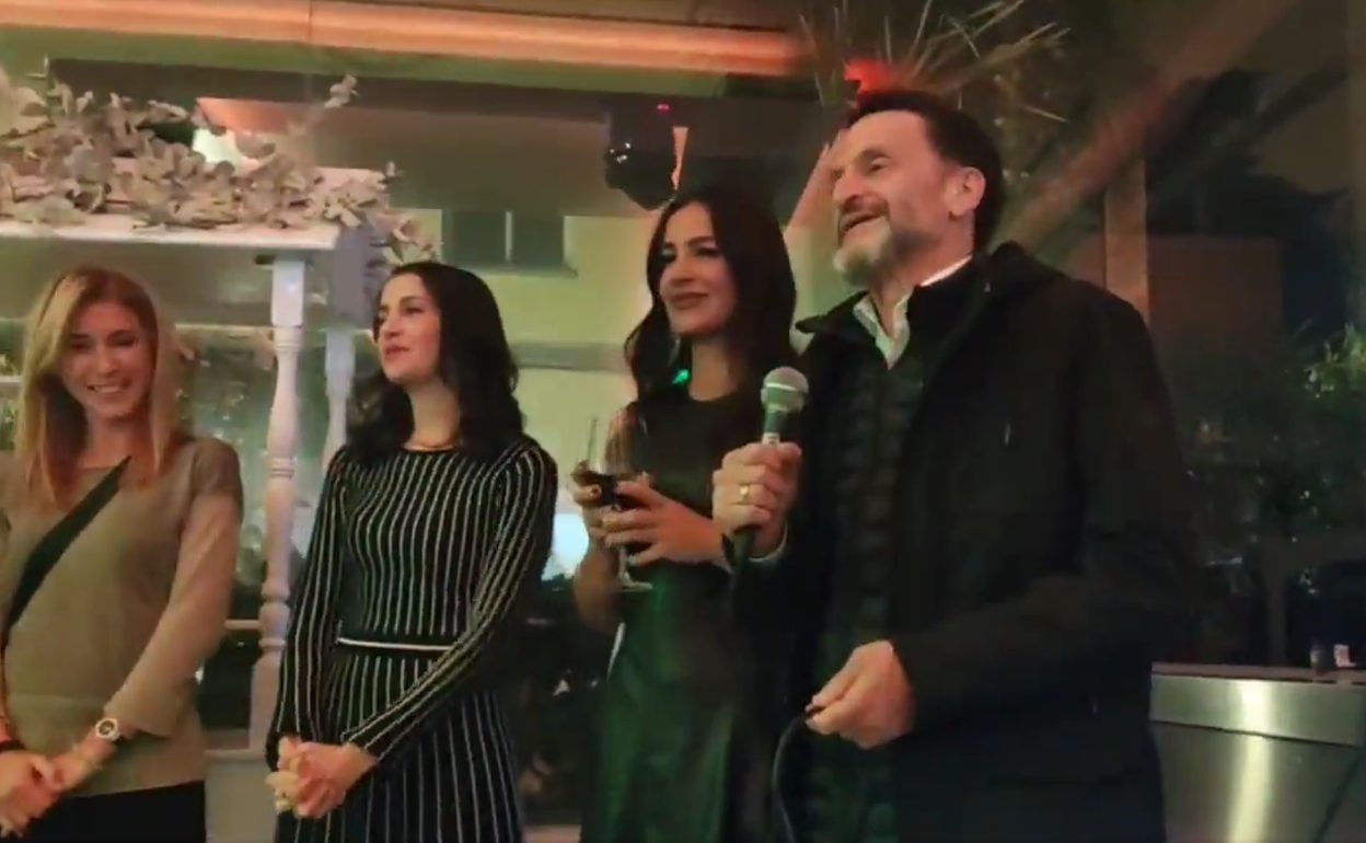 Inés Arrimadas, Begoña Villacís y Edmundo bal, durante la cena de Navidad de Ciudadanos Madrid. 