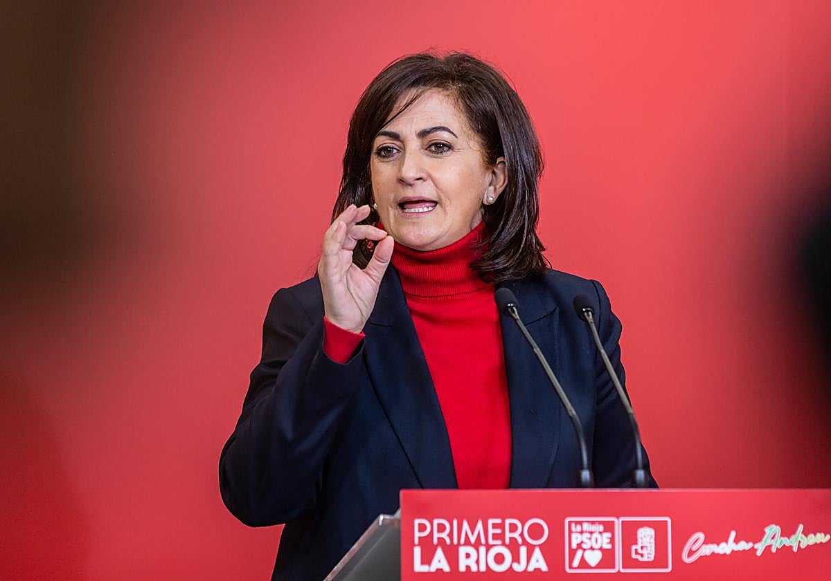 La candidata del PSOE y presidenta de La Rioja, Concha Andreu