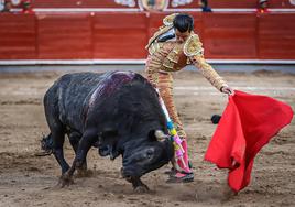 El torero mexicano Ernesto Javier 'El Calita' dando un natural.