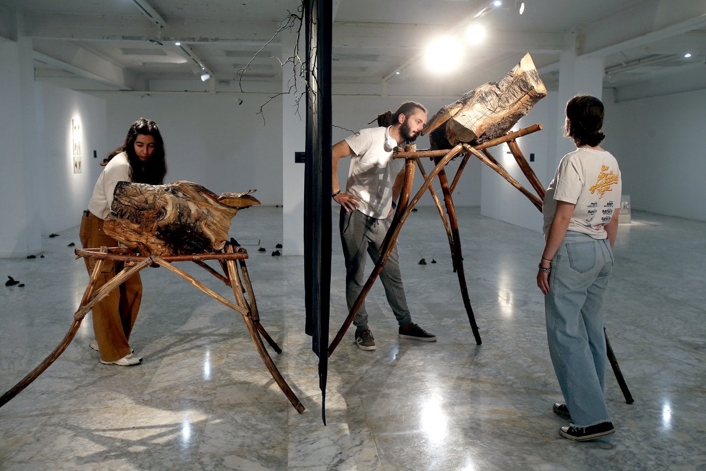 Instalación en madera de Carmelo Argaiz.