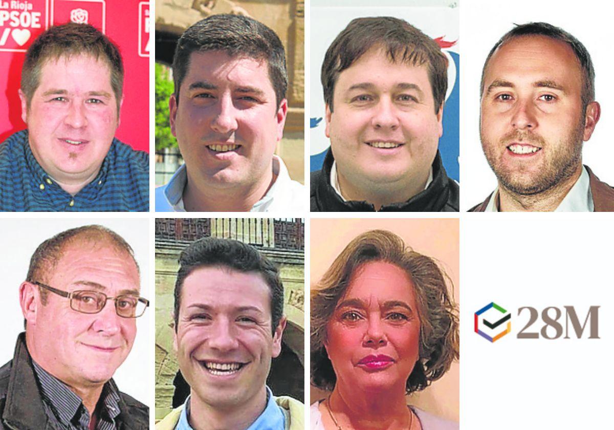 Ruiz (PSOE), Riaño (PP), Barrón (MSD), Mendiola (IU), Gubía (PR+ E), Reina (Por La Rioja) y Gordo (Vox).