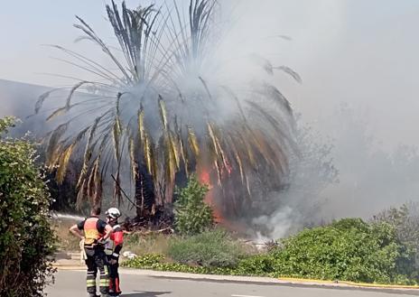 Imagen secundaria 1 - Extinguido el incendio originado en Euromueble y reabierto el tráfico en la N-232, en Calahorra