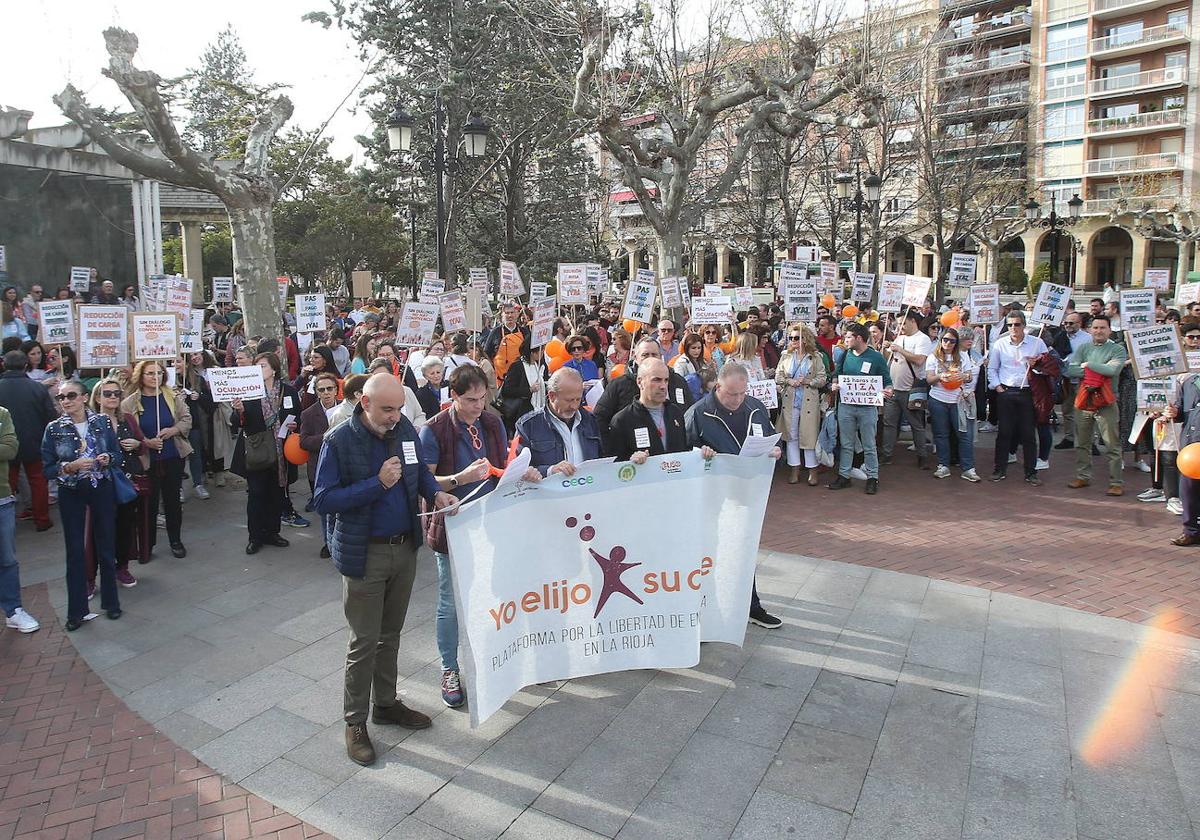 Movilización de la concertada el pasado mes de marzo en Logroño.