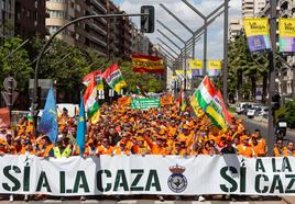 Manifestación de cazadores el pasado mes de mayo.