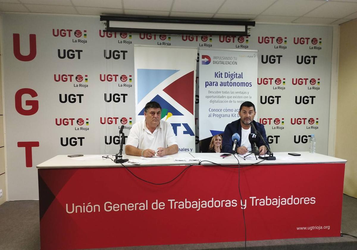 El secretario general de UPTA La Rioja, Javier Marzo, y el presidente de UPTA a nivel estatal, Eduardo Abad.