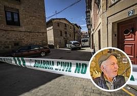 Agentes de la Guardia Civil en la calle donde residía Guillermo Castillo, el día después del asesinato, y una imagen del hostelero.