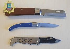 Armas blancas incautadas en Logroño durante el fin de semana.