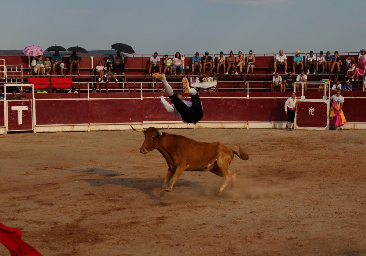 Tarde calurosa de recortadores en la plaza de Uruñuela.