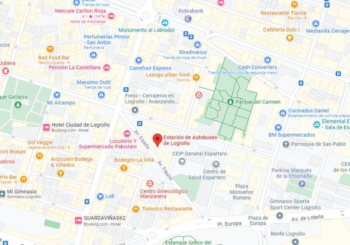 Google no sabe que la estación de autobuses de Logroño ha cambiado de ubicación