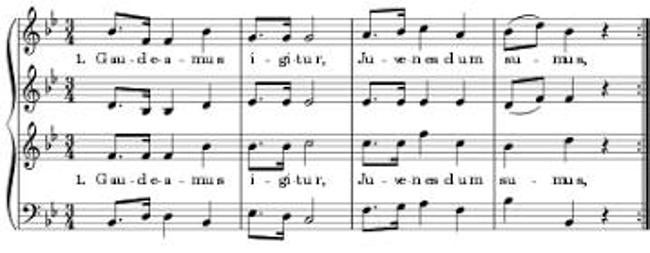 Partitura del «Gaudeamus igitur».