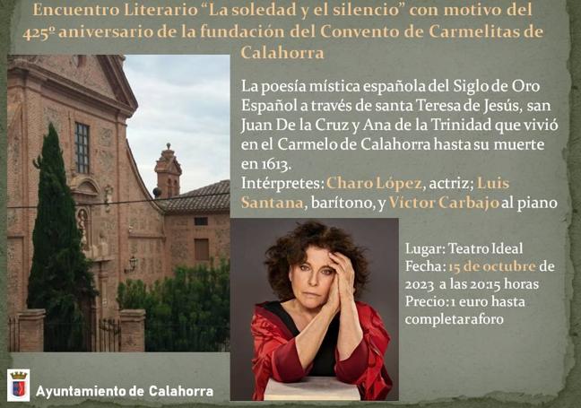 Cartel del Encuentro literario del próximo domingo.