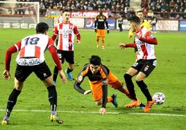 Imagen del partido de Copa del Rey entre la UD Logroñés y el Valencia disputado el 22 de enero de 2020.