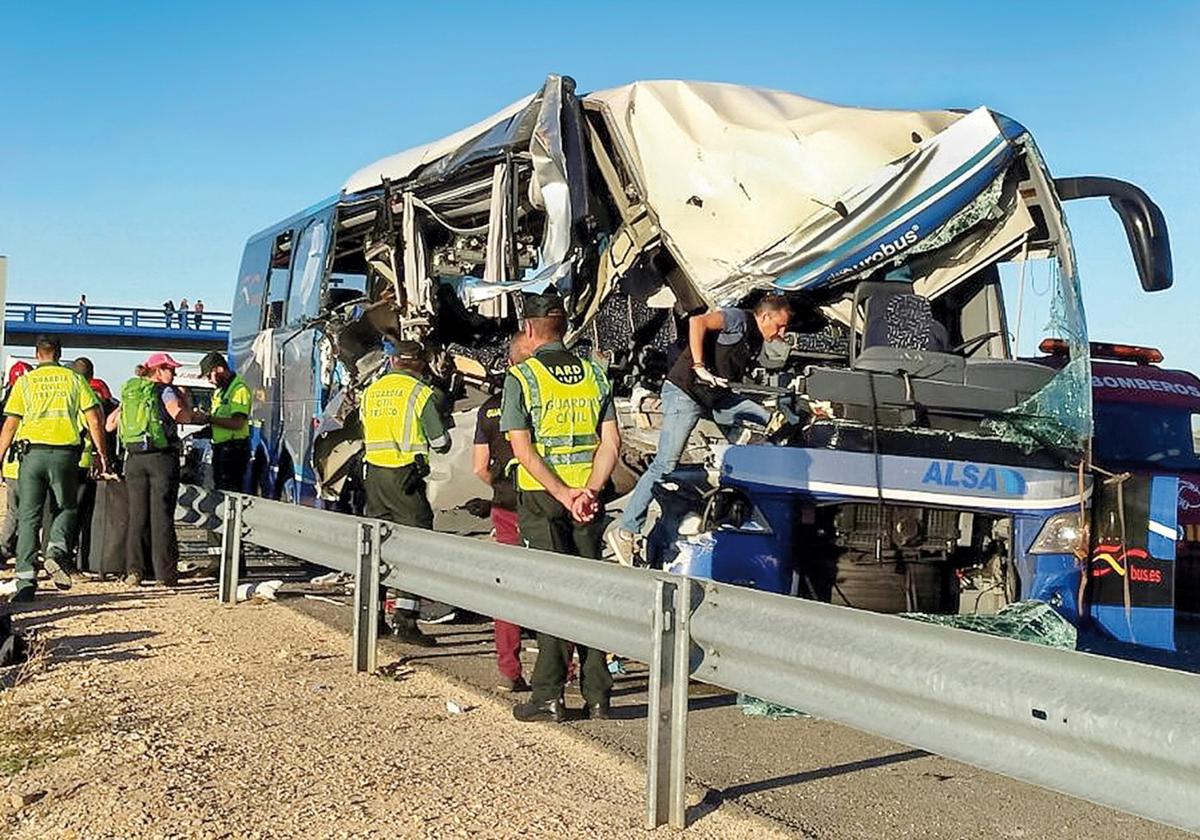 Estado del autobús accidentado en septiembre de 2016.