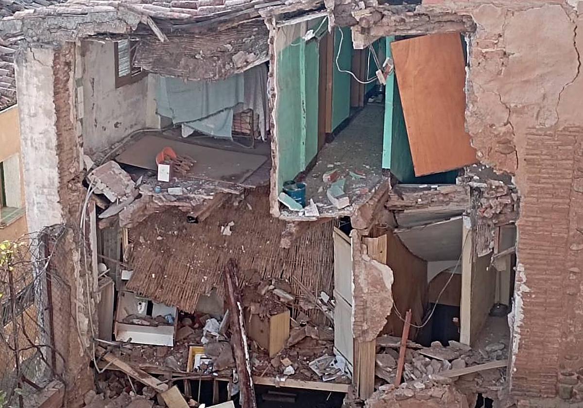 Imagen del derrumbe desde la casa de un vecino.