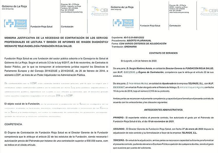 Detalles del contrato y de la memoria justificativa para contratar a una empresa externa para la lectura y emisión de los informes de pruebas de imagen.