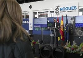 Gonzalo Capellán se dirige a los asistentes al acto de celebración del centenario de Talleres Nogués de Haro.