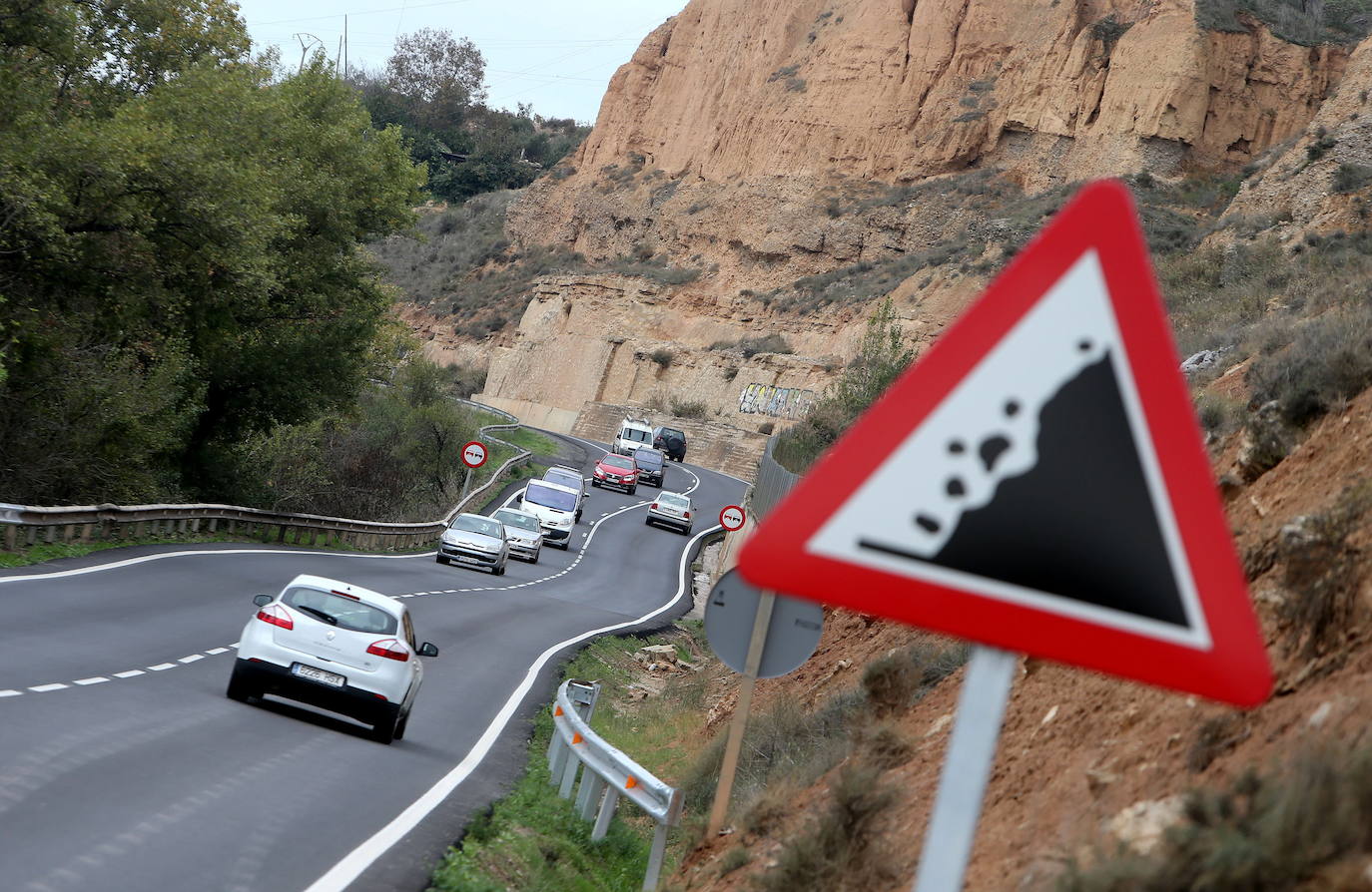 Carretera de Mendavia en el tramo que se ha cortado al tráfico