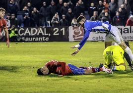 Kevin Soeiro se lamenta tras una oportunidad del Calahorra.