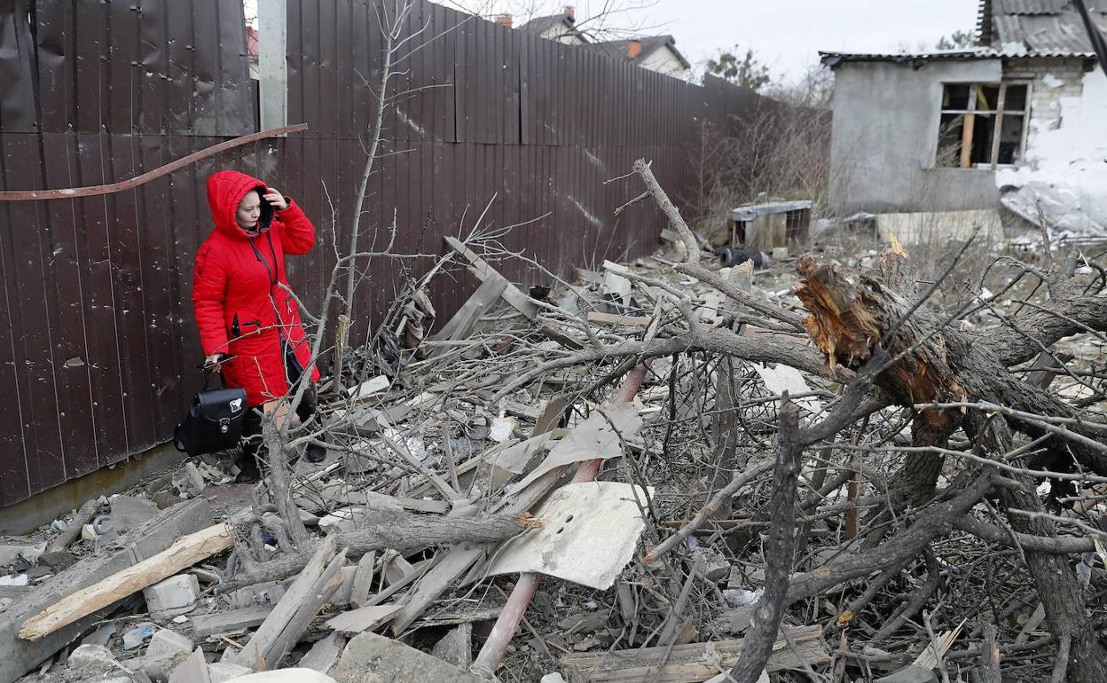 Un edificio destruido en Kiev.