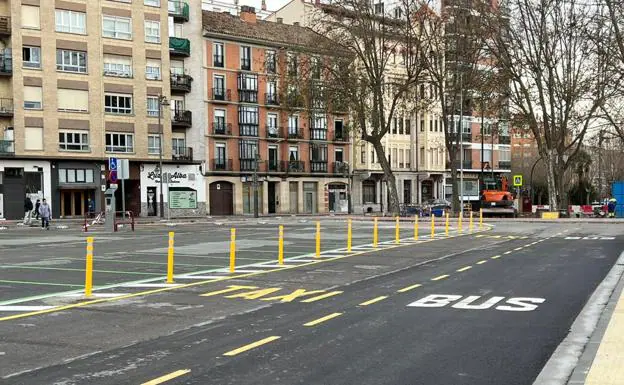 Estado actual de espacio renovado en la plaza Ángel Bayo. 