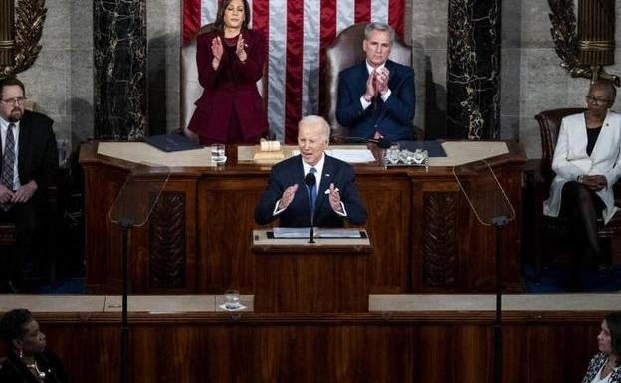 Biden, durante su intervención en el Congreso