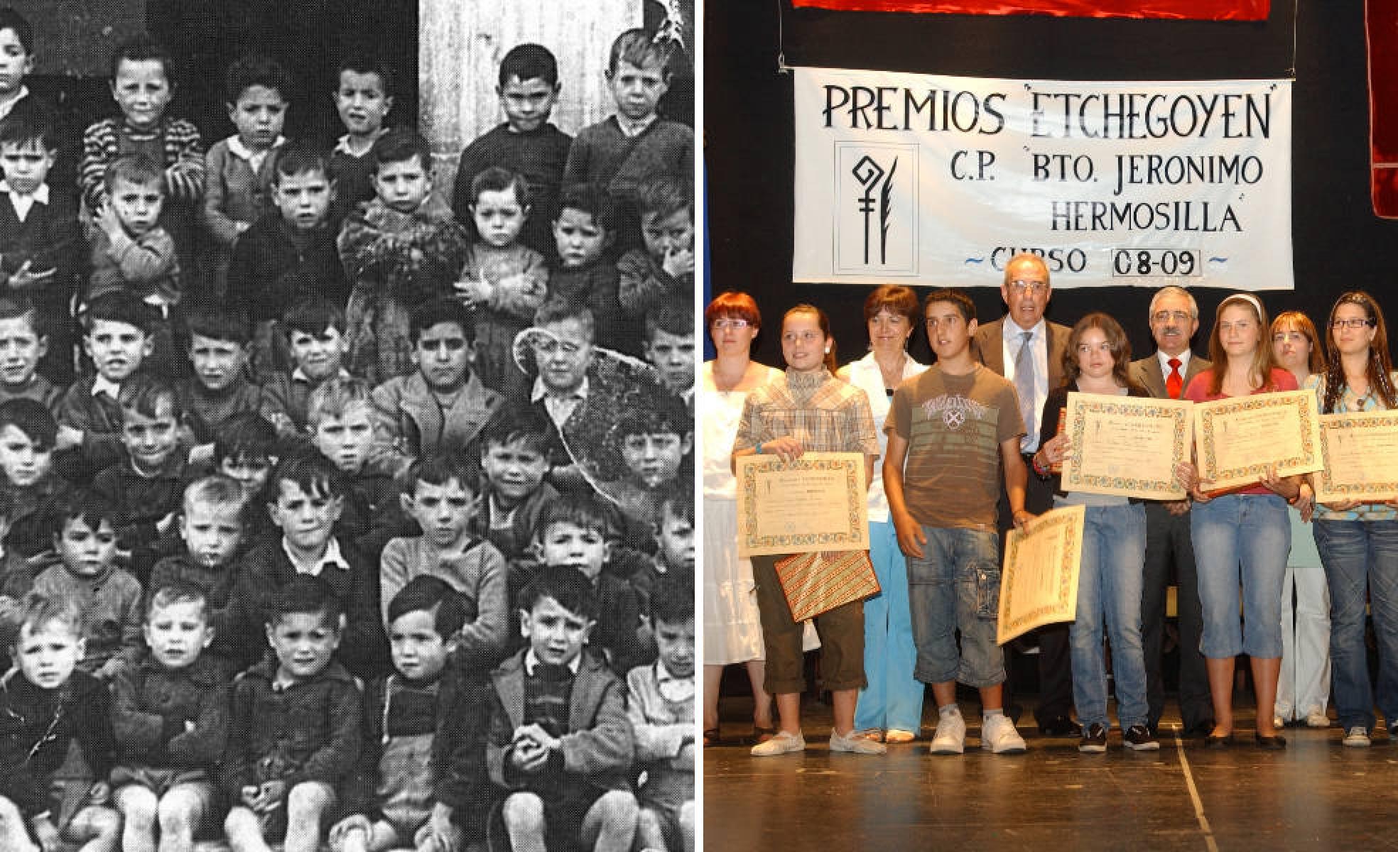 Niños de muchas generaciones han recibido los premios Etchegoyen. Sobre estas líneas, un grupo escolar en 1953 y, a la derecha, la edición del año 2009. 