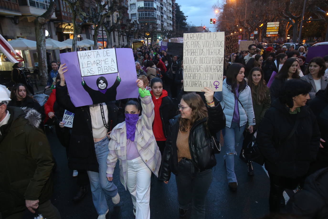 Fotos: Manifestación del 8M en Logroño bajo la lluvia