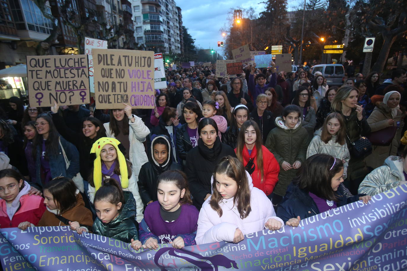 Fotos: Manifestación del 8M en Logroño bajo la lluvia