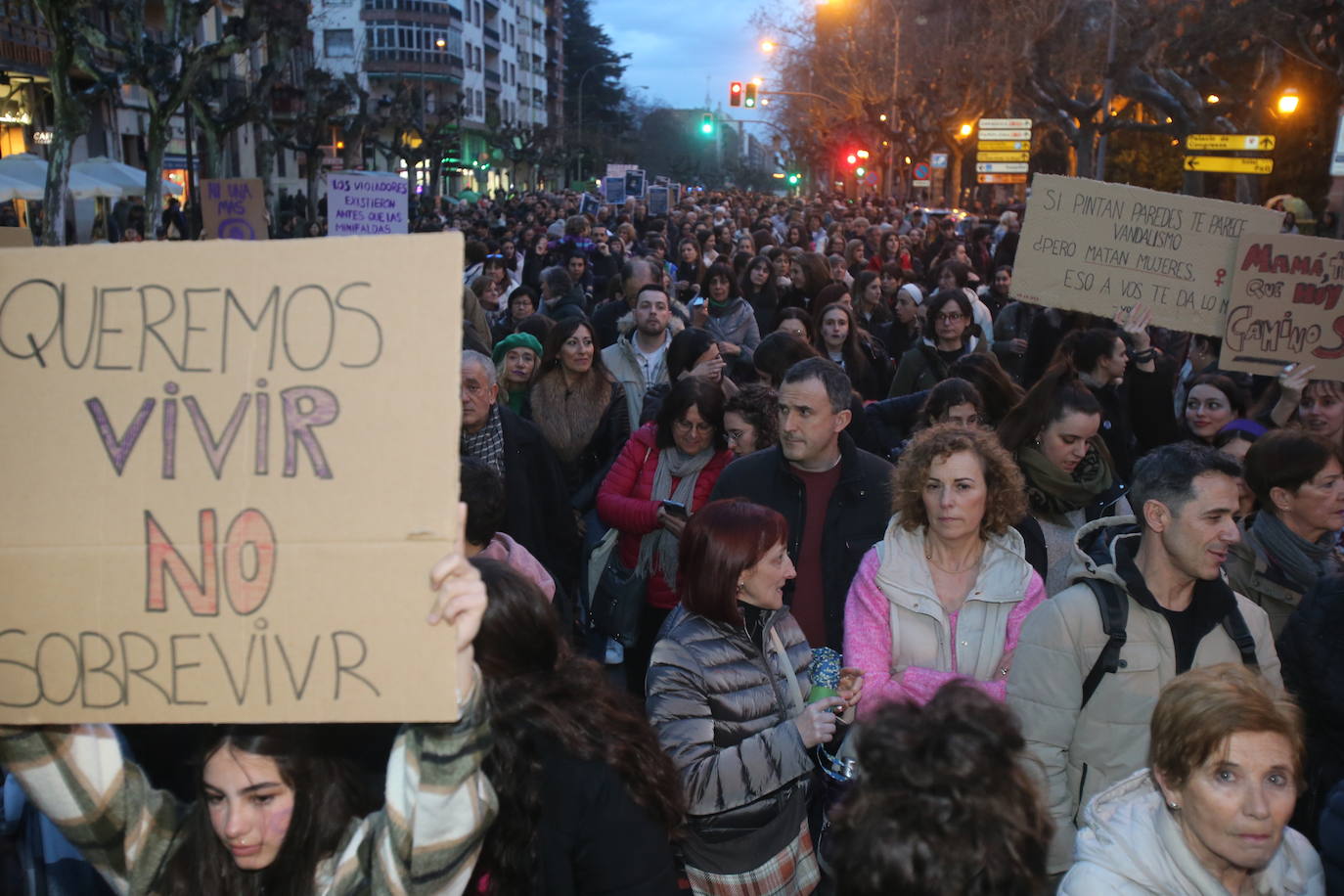 Fotos: Manifestación del 8M en Logroño bajo la lluvia