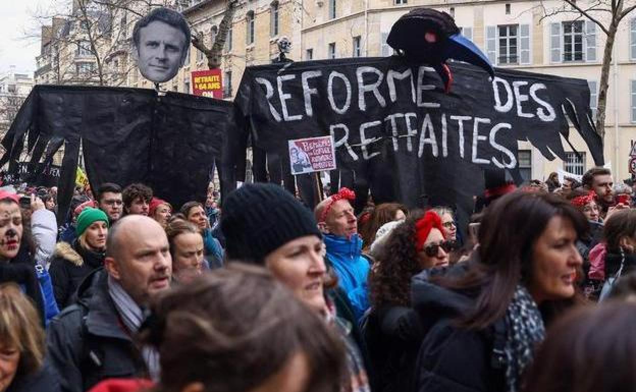 Protestas por la reforma de las pensiones en París a principios de este mes de marzo.