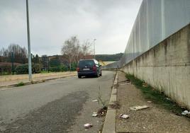 Suciedad en la calle María Teresa León, en el polígono industrial Puente Madre de Villamediana de Iregua.