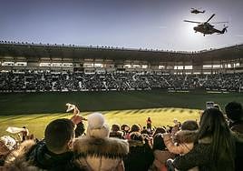 Llegada de los Magos de Oriente a Logroño en helicóptero el pasado 2023.