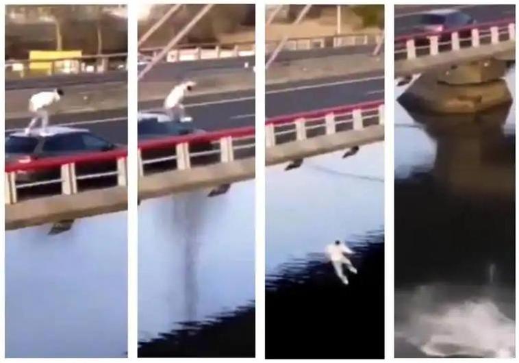 Un joven se lanza a la ría desde el techo de un coche que circulaba por un viaducto de Cantabria